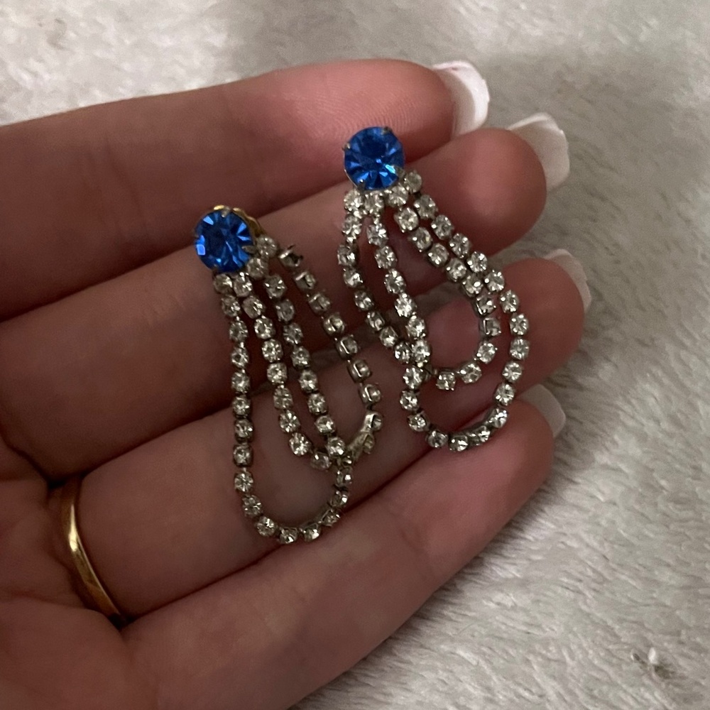 Sparkly Blue Dangle Earrings